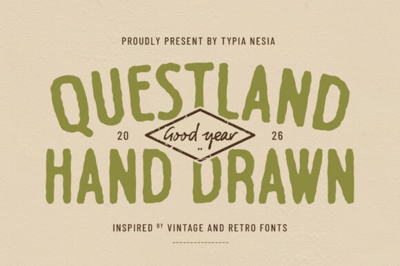 Questland: A Rough Vintage Display Font That Anchors Digital Branding